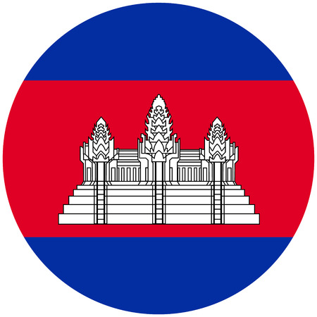 A Vector round flag of Cambodia. National flag of Cambodia Kingdom buttonのイラスト素材