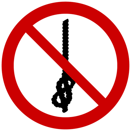 Do not tie knots in rope, red vector sign. Warning symbol. Prohibition red bannerのイラスト素材
