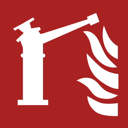 Red safety sign - fire monitor system sign vector stickerのイラスト素材