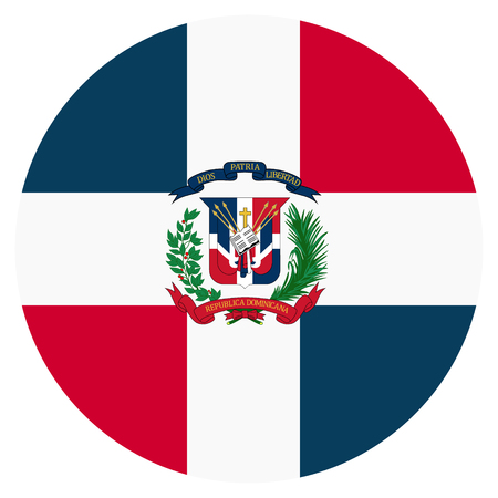 Round National flag of Dominican Republic. Dominicana flag vector icon, buttonのイラスト素材