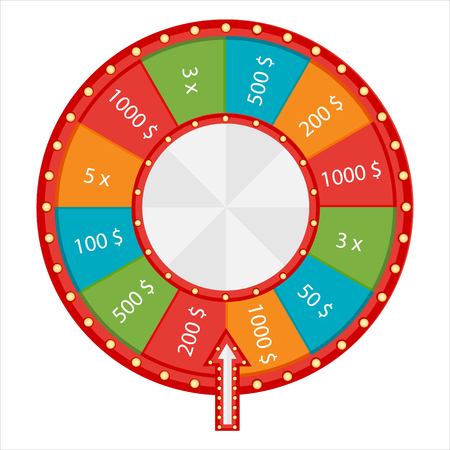 Vector illustration wheel of fortune. Lucky spin icon のイラスト素材