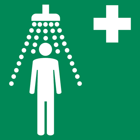 Safety sign vector - First-aid safety shower symbol, label, stickerのイラスト素材