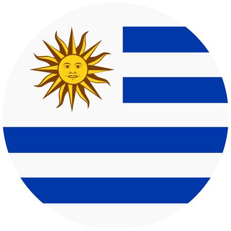 Vector round flag Oriental Republic of Uruguay. National Uruguay flag buttonのイラスト素材