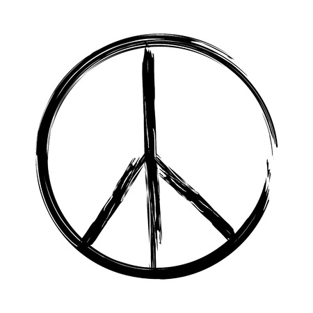 Raster illustration hand drawn brush peace symbol, sign icon isolated on white background の写真素材