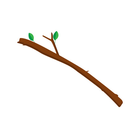 Vector illustration tree branch with green leaves isolated on white backgroundのイラスト素材