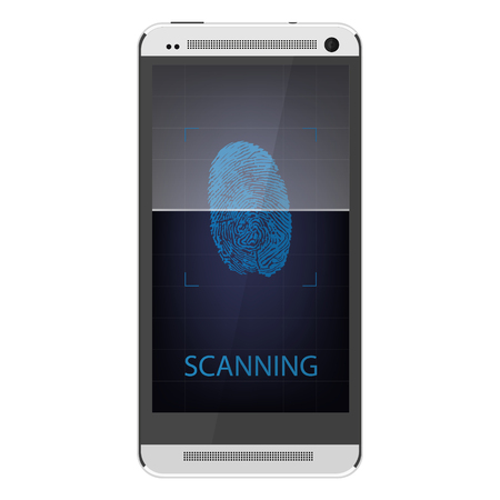 Scanning fingerprint on smartphone.  Unlock mobile phone.のイラスト素材