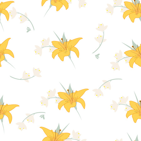 Beautiful vintage Floral pattern in the many kind of flowers. Tropical botanical Motifs scattered random. Seamless vector texture.fashion prints. Printing with in hand drawn style on stylishのイラスト素材