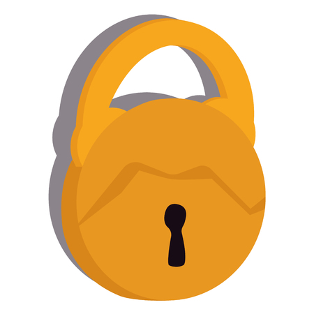 Vintage, antique old big lock, padlock isolated on white background vectorのイラスト素材