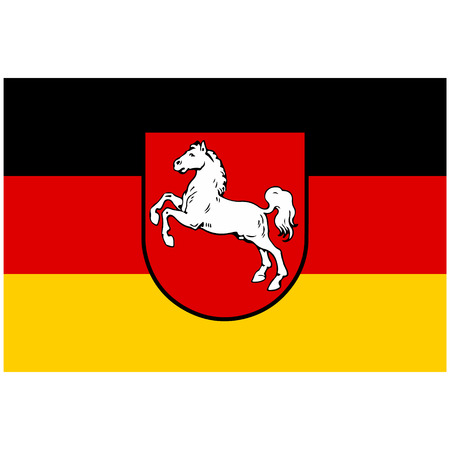 Flag of Lower Saxony. Vector illustration. Flag with coat of armsのイラスト素材