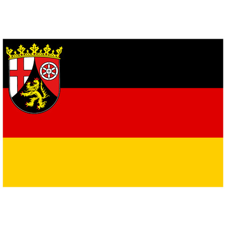 Flag of Rhineland-Palatinate. State's of Germany. Vector illustation. Flag with coat of armsのイラスト素材