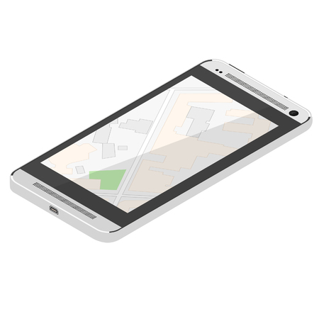 Navigation map. Map on phone, smartphone. Isometric vector illustration.  gps.のイラスト素材