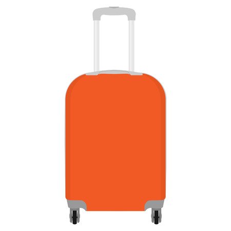 Vector illustration of realistic large polycarbonate travel plastic suitcase with wheels isolated on white background. Art design traveler luggage. Abstract concept graphic elementのイラスト素材