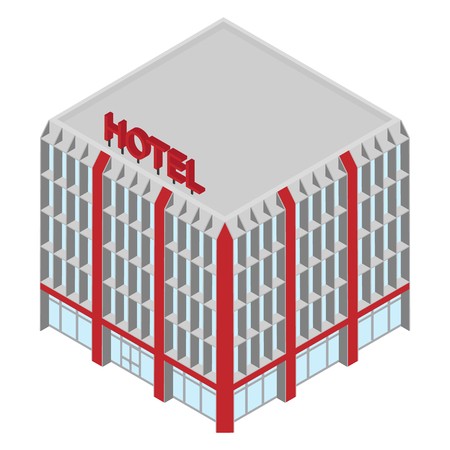 Vector isometric icon hotel building. 3d city infrastuctureのイラスト素材