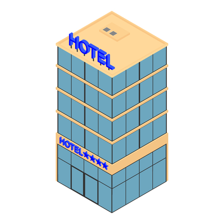 Vector isometric icon hotel building. 3d city infrastuctureのイラスト素材