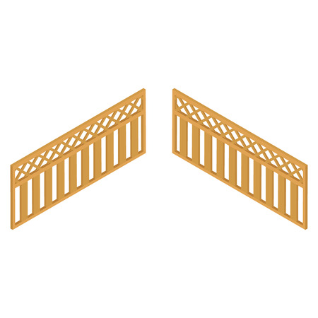 Wooden rural garden fence isolated on white background. Vector illustrationのイラスト素材