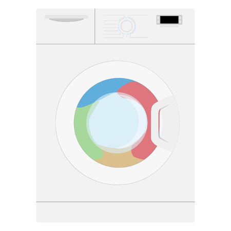 Laundry in washing machine indoors. Vector illustrationのイラスト素材