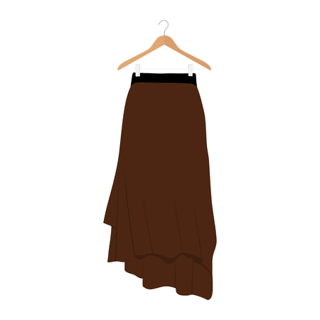 Vector brown skirt template, design fashion woman illustration. Women skirt on hangerのイラスト素材