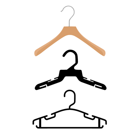 Fashion and baby clothes hanger vector icon set isolated on a white backgroundのイラスト素材