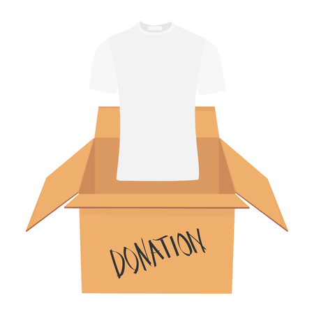 Donation Concept. Donate Box full of Clothesのイラスト素材