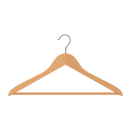 Wooden coat hanger, clothes hanger on a white backgroundのイラスト素材