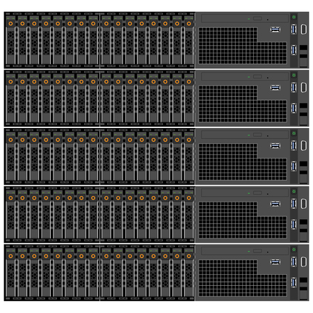 Network workstation server room concept. Server racks