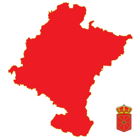 Navarre Spain Autonomus Community map silhouette and coat of arms. raster illustration.の写真素材