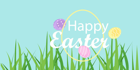Happy Easter colorful eggs greeting card, ad, promotion, poster, flyer, web-banner, article