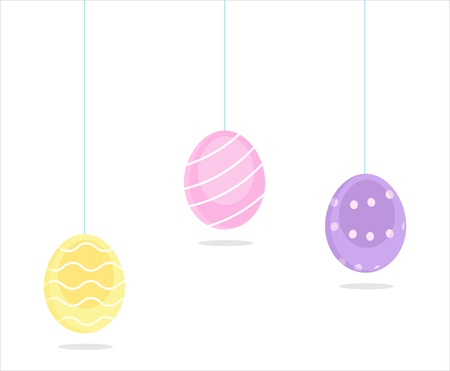 Happy Easter colorful eggs greeting card, ad, promotion, poster, flyer, web-banner, articleのイラスト素材