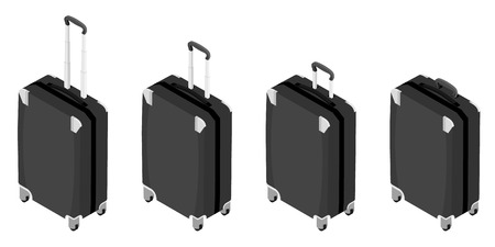 Isometric realistic large travel suitcase with wheels isolated on white backgroundのイラスト素材