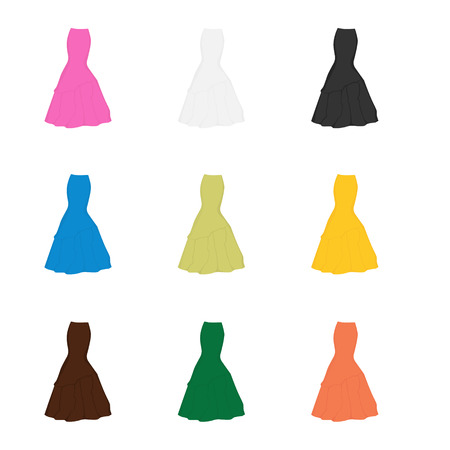 Colorful skirt template collection. Elegant fashion woman skirt design - women skirtのイラスト素材