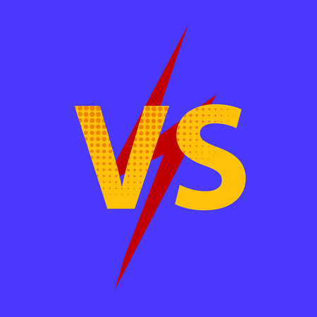 Versus VS letters fight background in flat comics style design with halftoneのイラスト素材