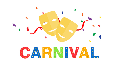 Carnival card or banner with confetti. Typography designのイラスト素材