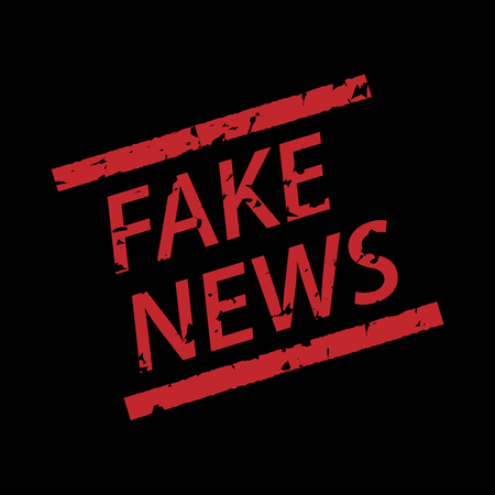 Fake news stamp isolated on black backgroundのイラスト素材