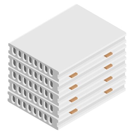 Stack of precast concrete solid blocks isometric view isolated on white backgroundのイラスト素材