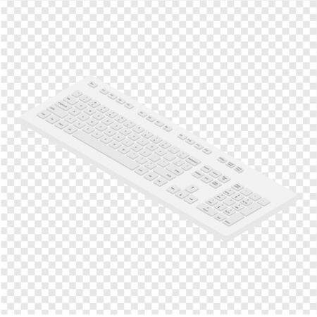 Isometric view white pc keyboard. Personal computer tool to write wordsのイラスト素材