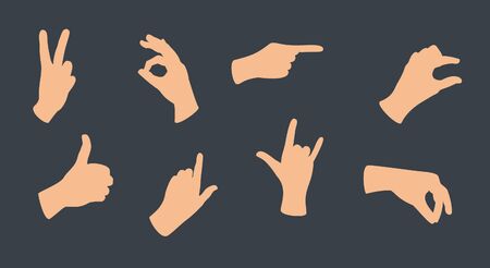 Gesturing hands. Hand with counting gestures, forefinger sign. Interactive communication setのイラスト素材