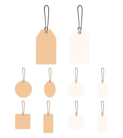 Set of blank gift box tags or sale shopping labels with rope.のイラスト素材