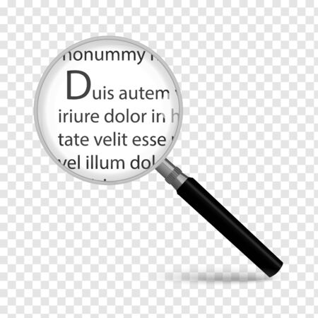 Magnifying glass looking to document isolated on transparentのイラスト素材