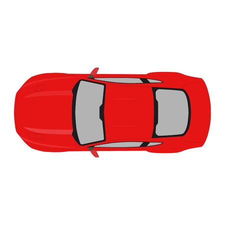 Red sport car top view. Generic car. Sport car isolated on white backgroundの写真素材