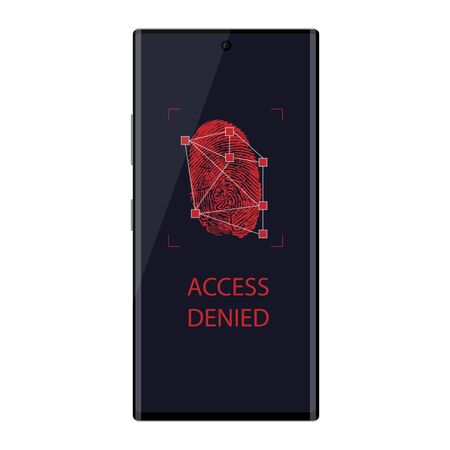 Scanning fingerprint on smartphone.  Unlock mobile phone. Access deniedのイラスト素材