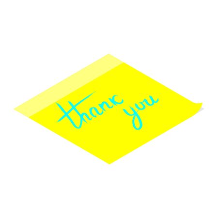 Thank You handwritten inscription on yellow sticky note. Hand drawn lettering. Thank You calligraphy. のイラスト素材