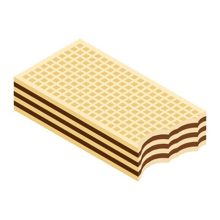 Crispy wafer, chocolate cream flavor isometric view isolated on white background. Vectorのイラスト素材