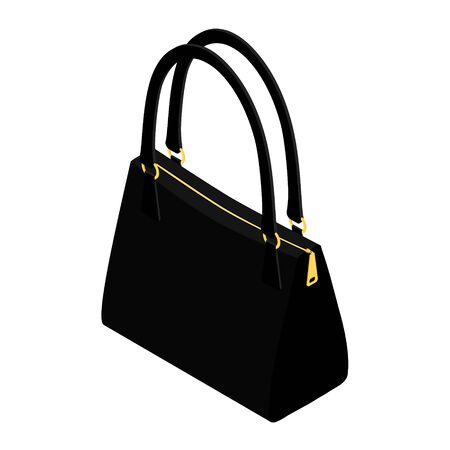 Stylish women's accessorie. Beautiful women's handbag on a white background. Black. Isometric view. Vectorのイラスト素材
