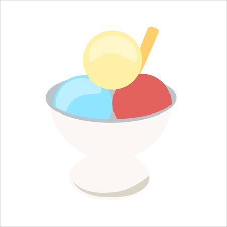 Ice cream in a bowl isolated on white background rasterの写真素材