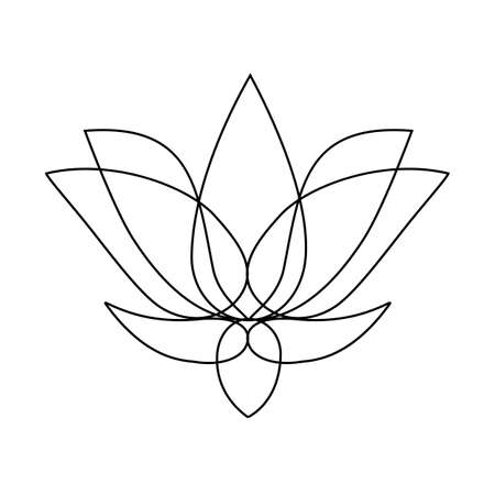 Stylized lotus. Lotus flower for a logo. Black white vector illustration. Tattooのイラスト素材
