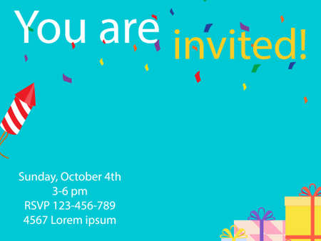 Birthday party anniversary invitation card, banner. You are invited!の写真素材