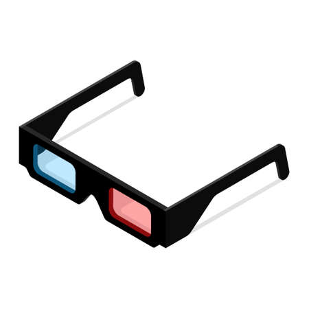 Black 3d glasses isolated on white background. Isometric view.のイラスト素材