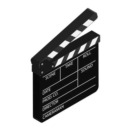 Film clapper board isolated on white background. Blank movie cinema clapper.のイラスト素材