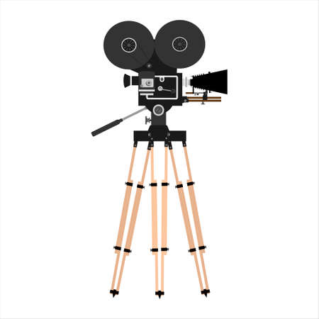 Old, vintage movie camera vector isolated, old film camera, old video camera. Vectorのイラスト素材