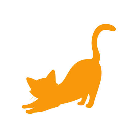 Cat set different poses silhouette isolated on white background. Vectorのイラスト素材